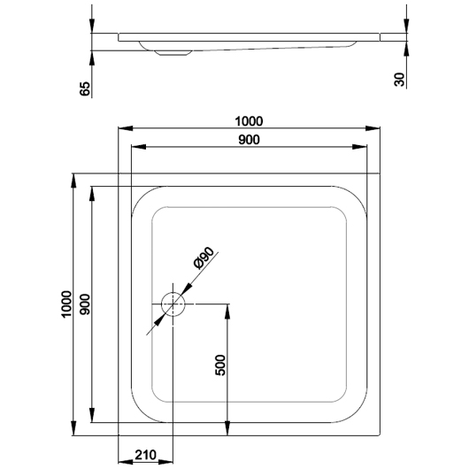душевой поддон bette bettesupra 5620-000 ar 100×100 см, квадратный, белый