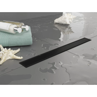 Душевой трап (лоток) Plumberia Selection Linear PSL100NO 100 см, с решеткой, 2 в 1 под плитку, черный матовый