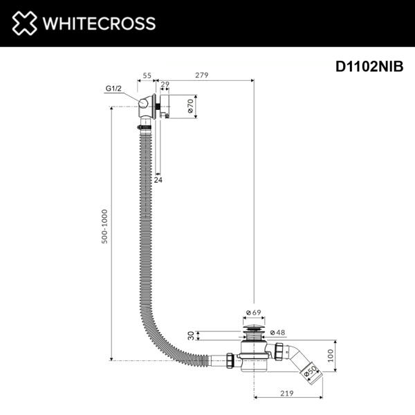 слив-перелив whitecross fill d1102nib брашированный никель