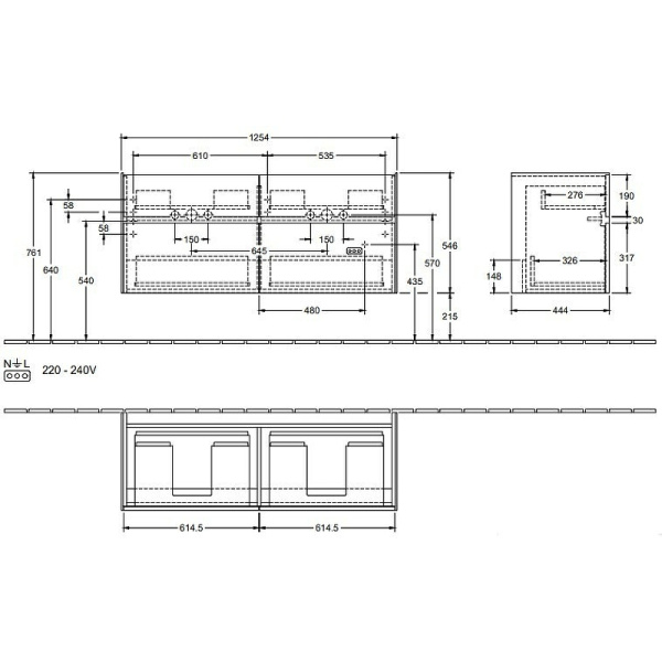 тумба под раковину villeroy&boch collaro 125 c013l0pd подвесная black matt lacquer