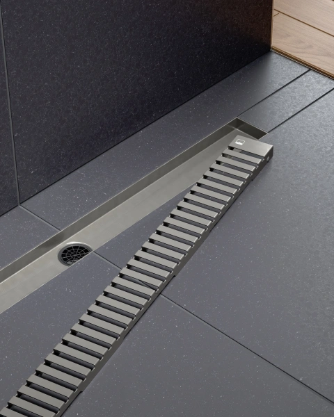 душевой лоток timo drain system 900 ds230109/18 с вставкой "lines", черное золото