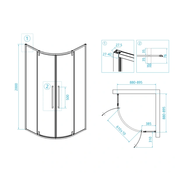 душевой уголок rgw stilvoll sv-53b 06325399-14 90x90 профиль черный